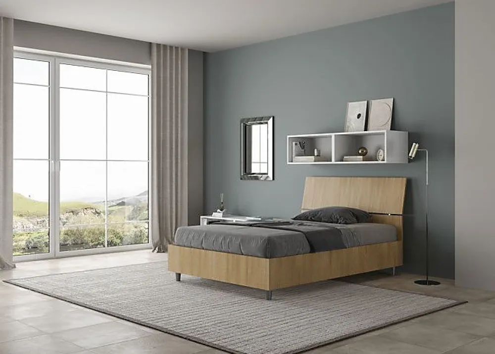 Lit sans sommier 120x200 Tête de lit inclinée Demas chêne>Ityhome