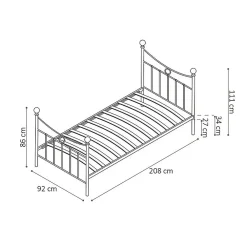 Lit SENCHA 90x200 cm en métal blanc><noscript><img width=