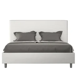 Lit simili cuir blanc Focus avec sommier tapissé 160x200>Ityhome Online