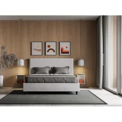 Lit simili cuir blanc Focus avec sommier tapissé 160x200><noscript><img width=