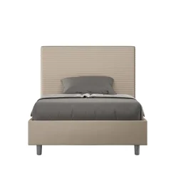Lit simili cuir gris tourterelle Focus avec sommier rembourré 120x200>Ityhome Discount