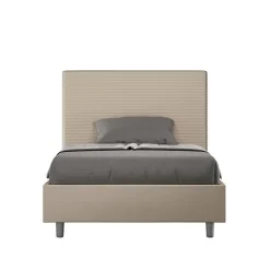 Lit simili cuir gris tourterelle Focus avec sommier rembourré 120x200>Ityhome Discount