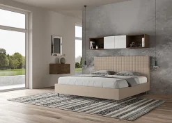 Ityhome Lit simili cuir gris tourterelle Sunny avec sommier capitonné 180x190* Lit Coffre