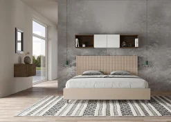 Ityhome Lit simili cuir gris tourterelle Sunny avec sommier capitonné 180x190* Lit Coffre