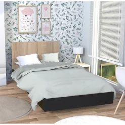 Lit simple 1 place 90x190cm Noir et Artisan avec sommier LIFA>Bb Loisir Online