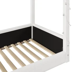 Okwish Lit Simple 90 x 200 cm - Canapé-Lit avec Éclairage LED Intégré, Gain de Place pour Chambre, Bois Massif, Sans Matelas, Beige* Lit Simple