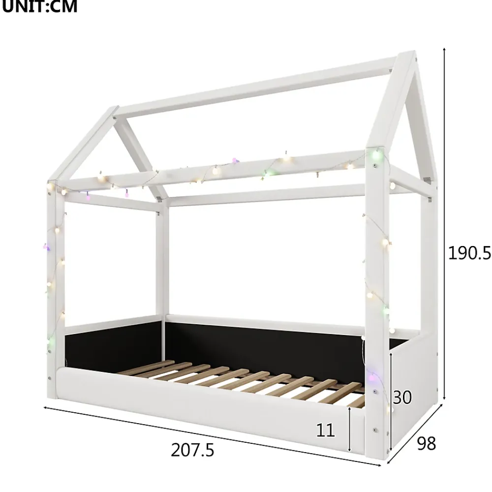 Okwish Lit Simple 90 x 200 cm - Canapé-Lit avec Éclairage LED Intégré, Gain de Place pour Chambre, Bois Massif, Sans Matelas, Beige* Lit Simple
