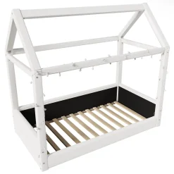 Okwish Lit Simple 90 x 200 cm - Canapé-Lit avec Éclairage LED Intégré, Gain de Place pour Chambre, Bois Massif, Sans Matelas, Beige* Lit Simple