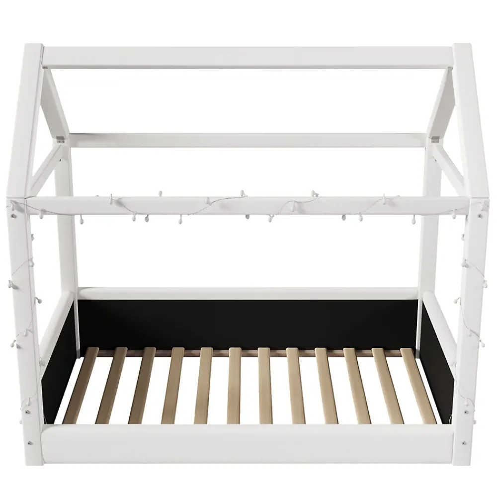 Okwish Lit Simple 90 x 200 cm - Canapé-Lit avec Éclairage LED Intégré, Gain de Place pour Chambre, Bois Massif, Sans Matelas, Beige* Lit Simple