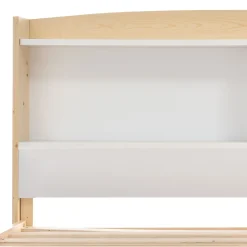 Lit simple 90 x 200 cm - Lit avec Rangement Tête de Lit - Bois Massif et MDF - Sans Matelas - Blanc><noscript><img width=