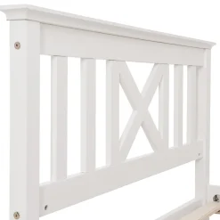 Okwish Lit Simple 90 x 200 Cm - Lit Classique avec Sommier à Lattes et Tête de Lit - Pin Massif, MDF - Sans Matelas - Blanc* Lit Simple