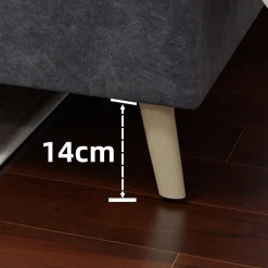 Lit Simple Adulte 90x200 cm - Lit Bas Sans Tête de Lit, Sans Matelas, Moderne et Minimaliste, Velours Gris><noscript><img width=