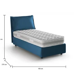 Lit simple Arzon, Lit coffre avec revêtement en tissu, 100% Made in Italy, Ouverture frontale, avec matelas 90x200 cm inclus, Bleu><noscript><img width=