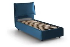 Lit simple Arzon, Lit coffre avec revêtement en tissu, 100% Made in Italy, Ouverture frontale, avec matelas 90x200 cm inclus, Bleu><noscript><img width=
