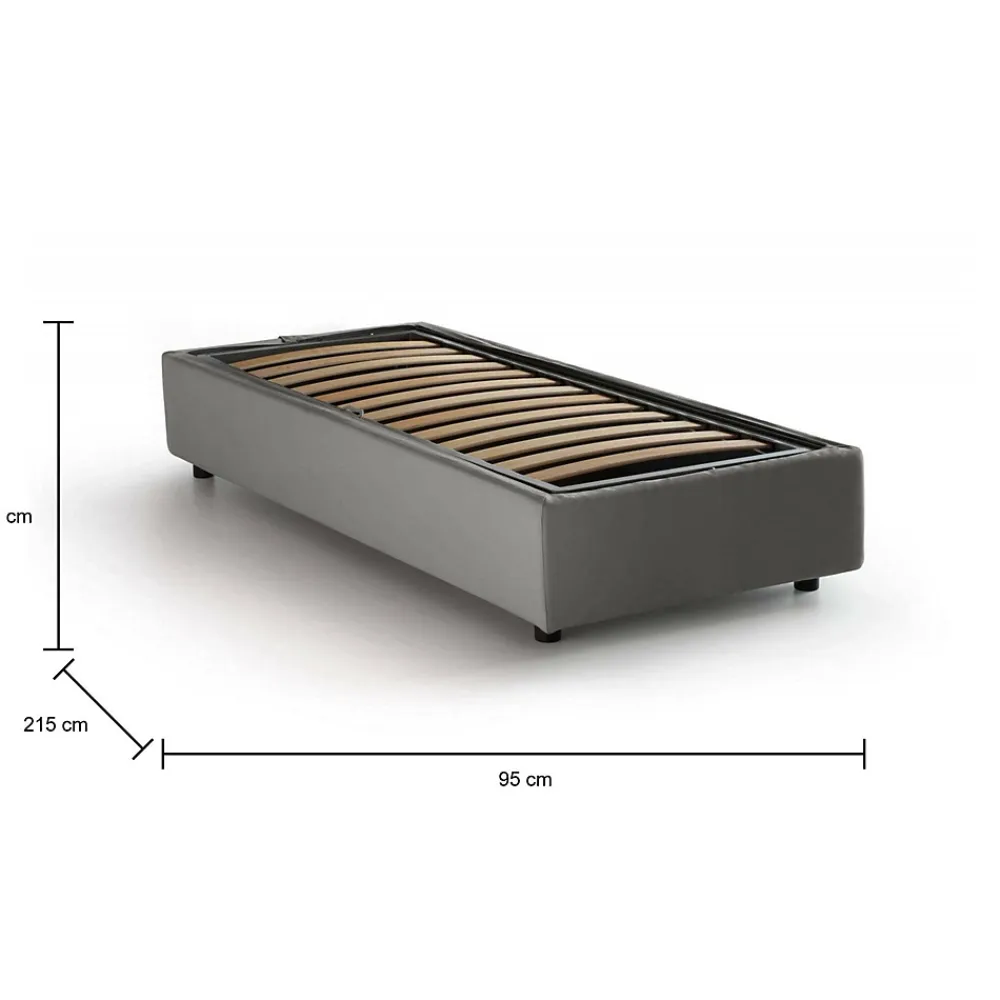Talamo Italia Lit simple Ava, Lit coffre avec revêtement en tissu, 100% Made in Italy, Ouverture frontale, adapté pour matelas 80x200 cm, Gris* Lit Coffre