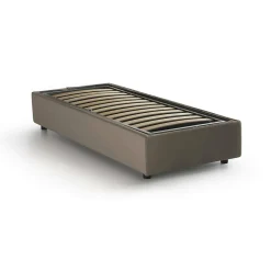Lit simple Ava, Lit coffre avec revêtement en tissu, 100% Made in Italy, Ouverture frontale, adapté pour matelas 80x200 cm, Taupe>Talamo Italia Discount