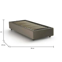 Lit simple Ava, Lit coffre avec revêtement en tissu, 100% Made in Italy, Ouverture frontale, adapté pour matelas 80x200 cm, Taupe><noscript><img width=