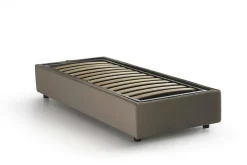 Lit simple Ava, Lit coffre avec revêtement en tissu, 100% Made in Italy, Ouverture frontale, adapté pour matelas 80x200 cm, Taupe><noscript><img width=