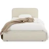Lit simple BELARTI 90 x 190 cm rembourré, revêtement en tissu - Blanc crème>Idimex Outlet