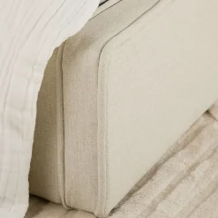 Lit simple BELARTI 90 x 190 cm rembourré, revêtement en tissu - Blanc crème><noscript><img width=