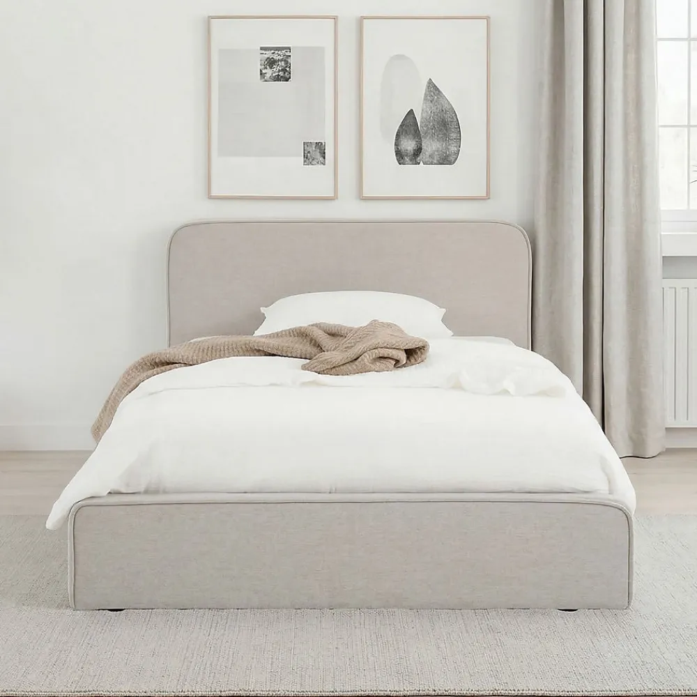 Lit simple BELARTI 90 x 190 cm rembourré, revêtement en tissu - Gris clair>Idimex