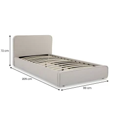 Lit simple BELARTI 90 x 190 cm rembourré, revêtement en tissu - Gris clair><noscript><img width=
