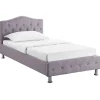 Idimex Lit simple BIARRITZ, 90 x 190 cm, capitonné avec sommier, revêtement en tissu gris* Lit Simple