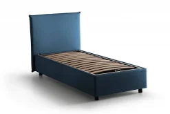 Lit simple Bruna, Lit coffre avec revêtement en tissu, 100% Made in Italy, Ouverture frontale, adapté pour matelas 80x190 cm, Bleu><noscript><img width=