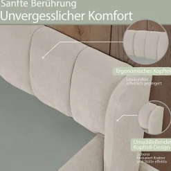 Lit Simple Capitonné 90x200 cm - avec Dossier Confortable, Revêtement en Chenille Doux, Couleur Beige - Sans Matelas><noscript><img width=