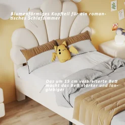 ProximaX Lit simple capitonnés 90 x 200 cm - tête de lit en forme de fleur - sommier à lattes - velours - Beige* Lit Coffre