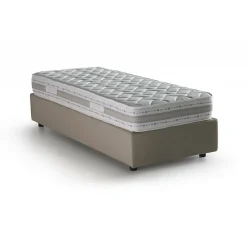Lit simple Dabate, Lit coffre avec revêtement en tissu, Ouverture frontale, avec matelas 80x190 cm inclus, Taupe>Talamo Italia Discount