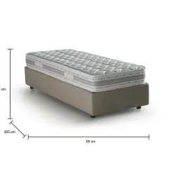 Lit simple Dabate, Lit coffre avec revêtement en tissu, Ouverture frontale, avec matelas 80x190 cm inclus, Taupe><noscript><img width=