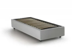 Lit simple Dalfan, Lit coffre avec revêtement en similcuir, Ouverture frontale, avec matelas 80x200 cm inclus, Blanc><noscript><img width=