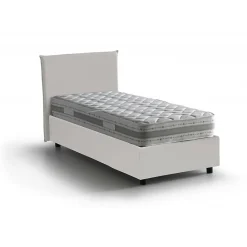 Lit simple Dargill, Lit coffre avec revêtement en similcuir, Ouverture latérale, avec matelas 80x190 cm inclus, Blanc>Talamo Italia