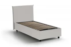 Talamo Italia Lit simple Day, Lit coffre avec revêtement en similcuir, Ouverture frontale, adapté pour matelas 80x200 cm, Blanc* Lit Coffre