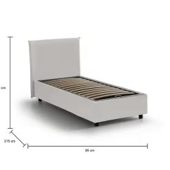 Talamo Italia Lit simple Day, Lit coffre avec revêtement en similcuir, Ouverture frontale, adapté pour matelas 80x200 cm, Blanc* Lit Coffre