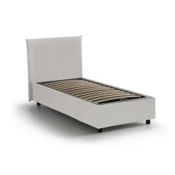 Talamo Italia Lit simple Day, Lit coffre avec revêtement en similcuir, Ouverture frontale, adapté pour matelas 80x200 cm, Blanc* Lit Coffre