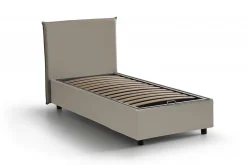Talamo Italia Lit simple Dbabb, Lit coffre avec revêtement en similcuir, Ouverture frontale, avec matelas 80x200 cm inclus, Taupe* Lit Coffre