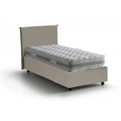 Talamo Italia Lit simple Dbabb, Lit coffre avec revêtement en similcuir, Ouverture frontale, avec matelas 80x200 cm inclus, Taupe* Lit Coffre