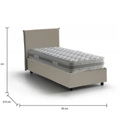 Talamo Italia Lit simple Dbabb, Lit coffre avec revêtement en similcuir, Ouverture frontale, avec matelas 80x200 cm inclus, Taupe* Lit Coffre