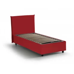 Talamo Italia Lit simple Dbacchi, Lit coffre avec revêtement en tissu, Ouverture frontale, adapté pour matelas 80x200 cm, Rouge* Lit Coffre