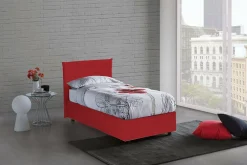 Talamo Italia Lit simple Dbacchi, Lit coffre avec revêtement en tissu, Ouverture frontale, adapté pour matelas 80x200 cm, Rouge* Lit Coffre