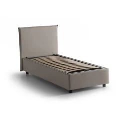 Lit simple Dbacchi, Lit coffre avec revêtement en tissu, Ouverture frontale, adapté pour matelas 80x200 cm, Taupe>Talamo Italia Hot