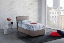 Lit simple Dbacchi, Lit coffre avec revêtement en tissu, Ouverture frontale, adapté pour matelas 80x200 cm, Taupe>Talamo Italia Hot