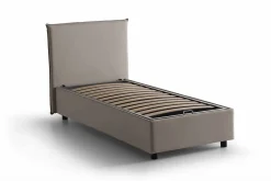 Lit simple Dbacchi, Lit coffre avec revêtement en tissu, Ouverture frontale, adapté pour matelas 80x200 cm, Taupe><noscript><img width=