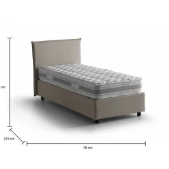 Lit simple Dbach, Lit coffre avec revêtement en tissu, Ouverture frontale, avec matelas 80x200 cm inclus, Taupe><noscript><img width=