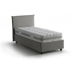 Talamo Italia Lit simple Dbaston, Lit coffre avec revêtement en tissu, Ouverture frontale, avec matelas 90x200 cm inclus, Gris* Lit Coffre