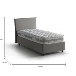 Talamo Italia Lit simple Dbaston, Lit coffre avec revêtement en tissu, Ouverture frontale, avec matelas 90x200 cm inclus, Gris* Lit Coffre