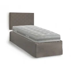 Lit simple Dbertol, ensemble tête de lit en similcuir avec sommier, matelas inclus, 80x190 cm, gris tourterelle>Talamo Italia Outlet
