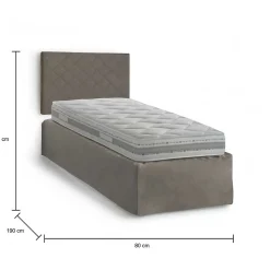 Lit simple Dbertol, ensemble tête de lit en similcuir avec sommier, matelas inclus, 80x190 cm, gris tourterelle><noscript><img width=